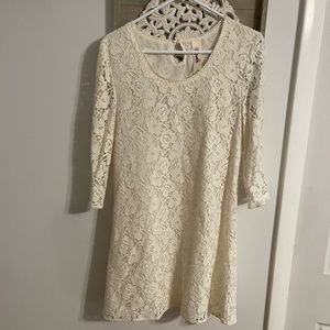 Emmelee Ivory 3/4 sleeve lace dress